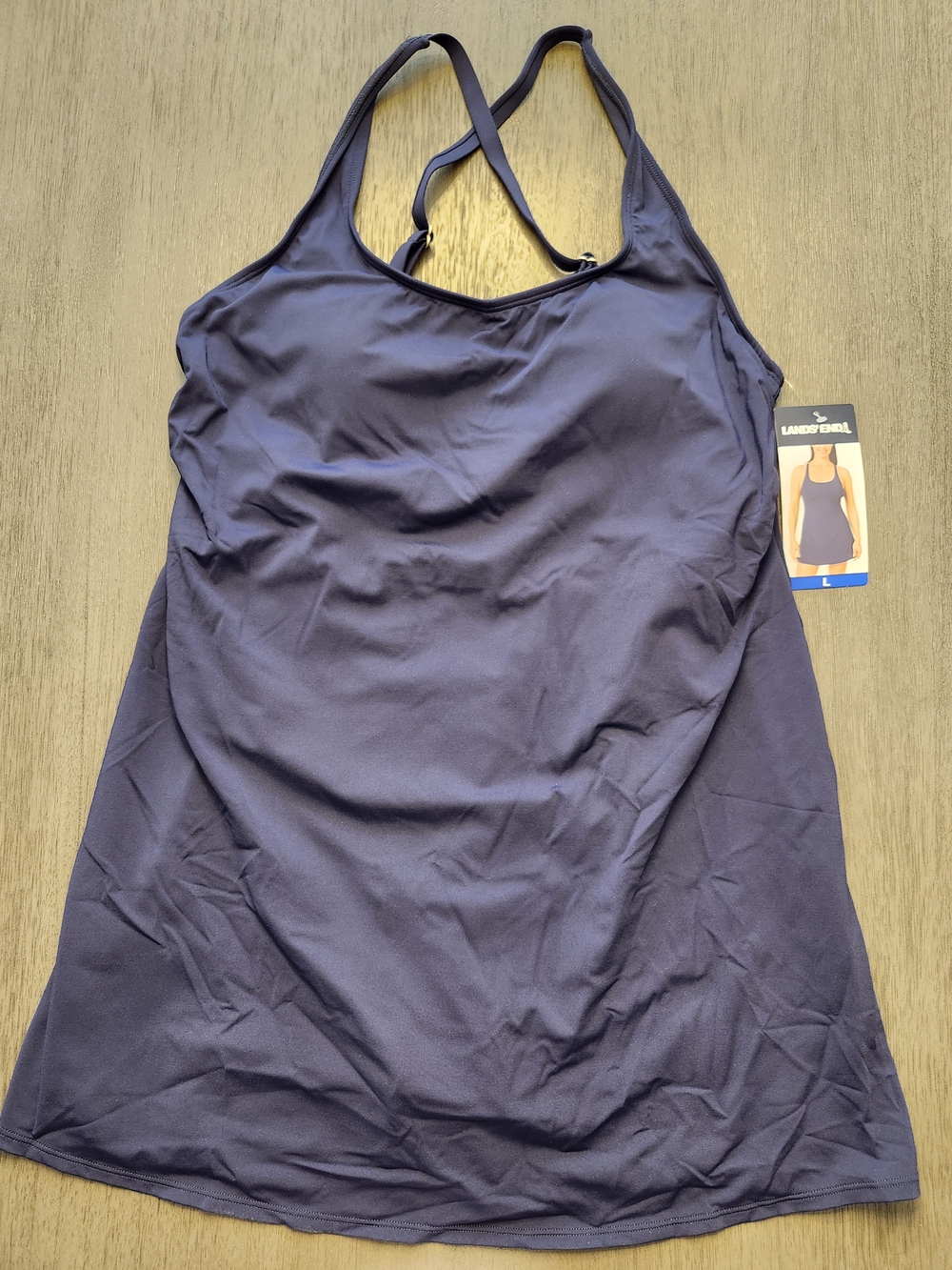 Lands' End Navy Blue Racerback Swimdress